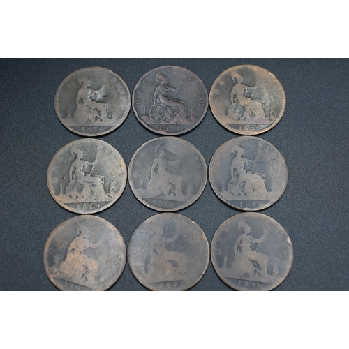 13 - Ten Victoria Young Head Pennies