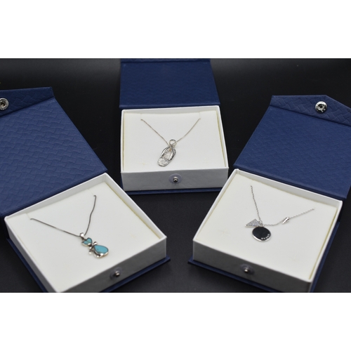 22 - Silver 925 Pendant Necklaces x3 Complete with Presentation Box