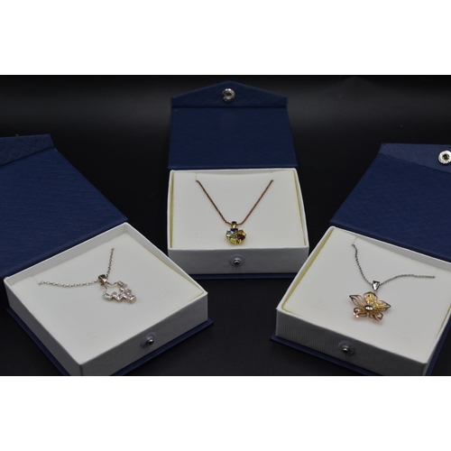 23 - Silver 925 Pendant Necklaces x3 Complete with Presentation Box