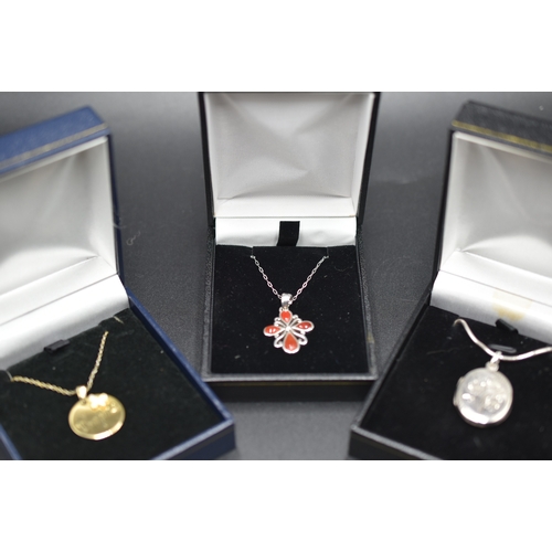 25 - Silver 925 Pendant Necklaces x3 Complete with Presentation Box