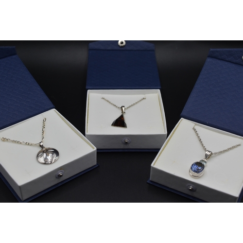 28 - Silver 925 Pendant Necklaces x3 Complete with Presentation Box