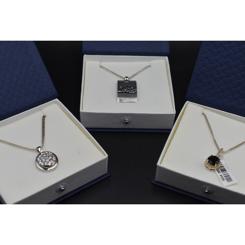 29 - Silver 925 Pendant Necklaces x3 Complete with Presentation Box