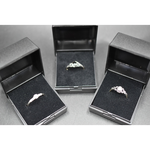 34 - Silver 925 Gem Stone Rings Complete with Presentation Box