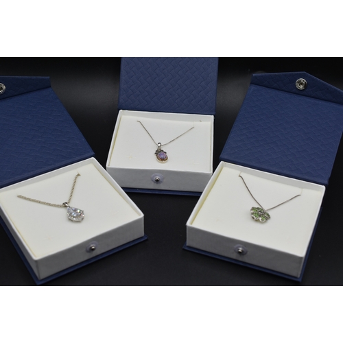 48 - Silver 925 Necklaces with Pendant Complete with Presentation Boxes x3