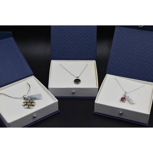 49 - Silver 925 Necklaces with Pendant Complete with Presentation Boxes x3