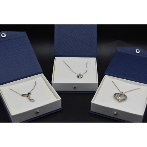 54 - Silver 925 Necklaces with Pendant Complete with Presentation Boxes x3