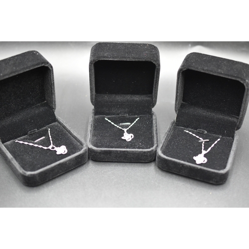 61 - Silver 925 Pendant Necklaces Complete with Presentation Boxes x3