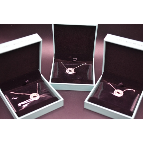 62 - Silver 925 Pendant Necklaces Complete with Presentation Boxes x3