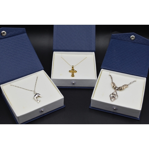 Silver 925 Necklaces with Pendant Complete with Presentation Boxes x3