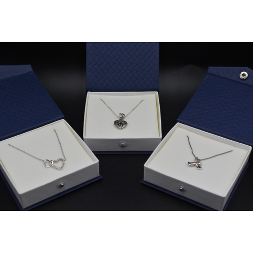 64 - Silver 925 Necklaces with Pendant Complete with Presentation Boxes x3