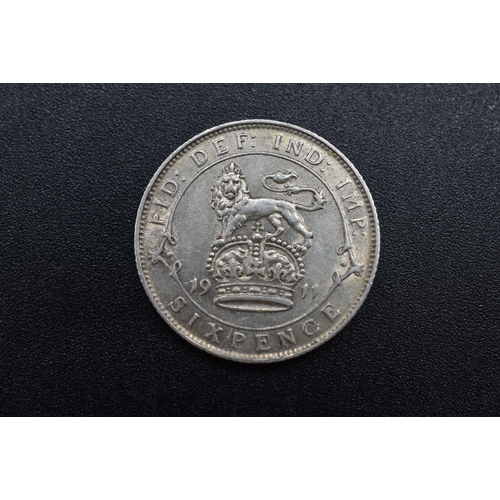 12 - George V 1911 Silver Sixpence