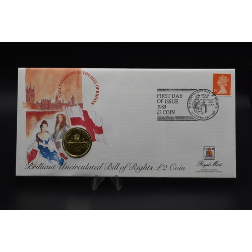 17 - 1989 Bill of Rights £2 Coin Cover - Royal Mint First Day Covers