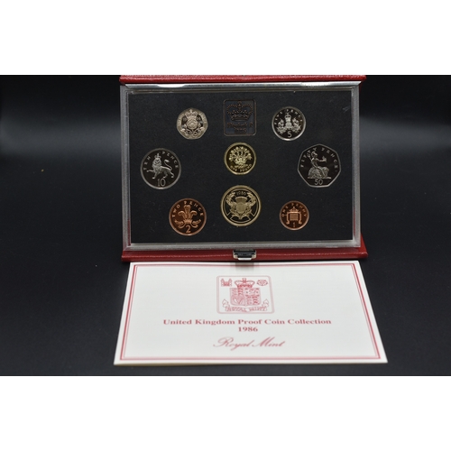 2 - Royal Mint 1986 United Kingdom Proof Coin Collection in Leather Case with Booklet