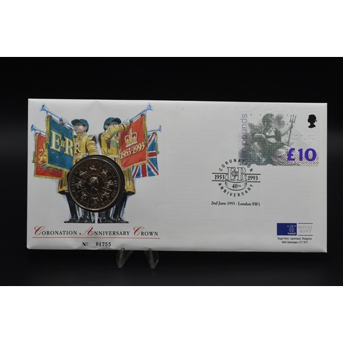 30 - The Royal Mint - Elizabeth II Coronation Anniversary £5 Crown & £10 Stamp