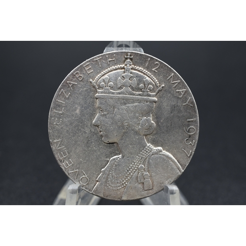 41 - Silver - Medallion - King George VI and Queen Elizabeth Coronation - 1937