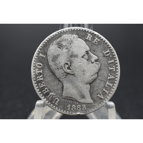 43 - Silver - Italy - 2 Lire - Umberto I