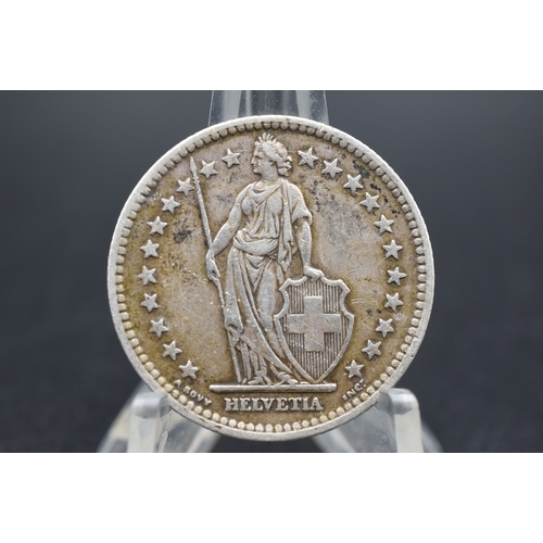 5 - Swiss Silver 1944 2 Franc Coin