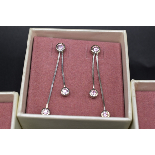 95 - Silver 925 Dangly Earrings x3 Complete with Presentation Boxes