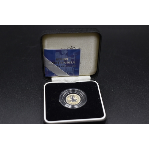 11 - Royal Mint 2001 Britannia Silver Poof 20p Coin Complete with case and Certificate