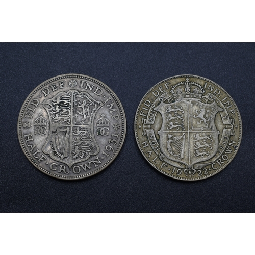 13 - Silver - George V - Half Crown - 1922 & 1931