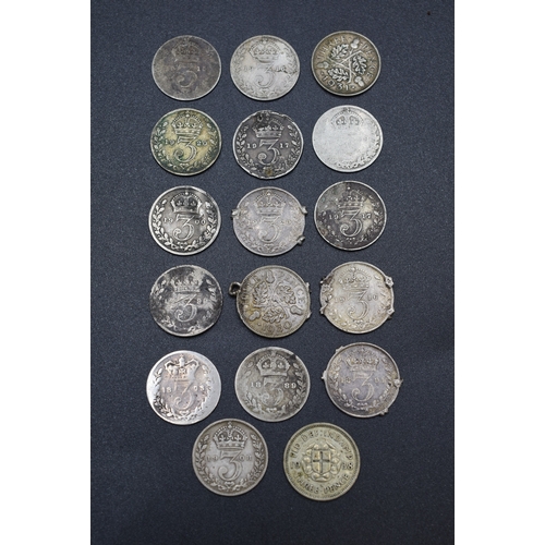 15 - Mixed Selection of Silver Three Pence Pieces