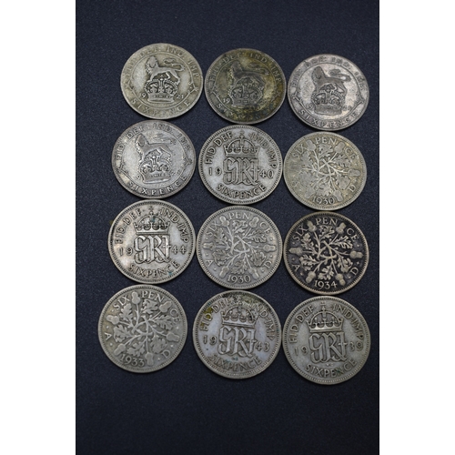 39 - Silver Six Pence Pieces Various Dates