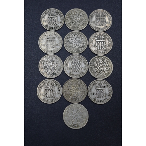 40 - Silver Six Pence Pieces Various Dates