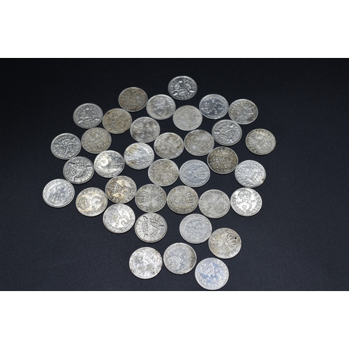 51 - Silver - Three Pence Pieces - Various Dates