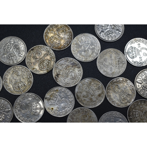 51 - Silver - Three Pence Pieces - Various Dates