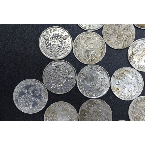 51 - Silver - Three Pence Pieces - Various Dates