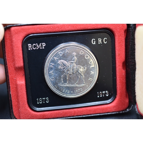 6 - Silver Canadian 1973 Commemorative Dollar Complete with Case