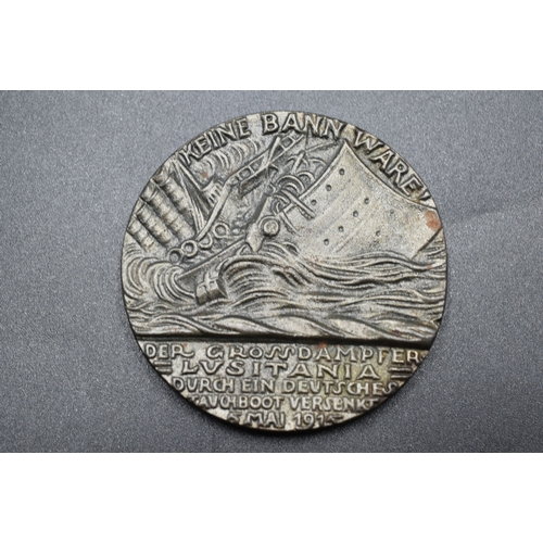 7 - Lusitania WWI Goetz Propaganda Medal (5.5cm)