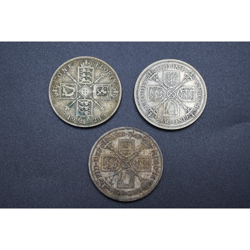 15 - Silver - George V - One Florin - 1921 & 1929 & 1936