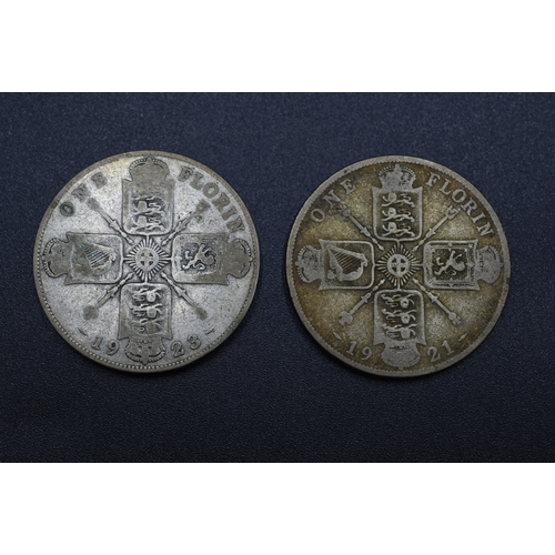 16 - Silver - George V - One Florin - 1921 & 1923