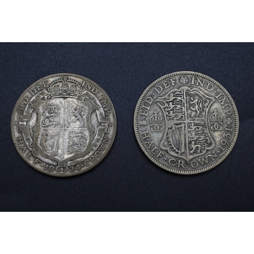 17 - Silver - George V - Half Crown - 1924 & 1931