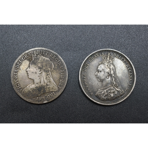 18 - Silver - Victoria - One Shilling - 1888 & 1899