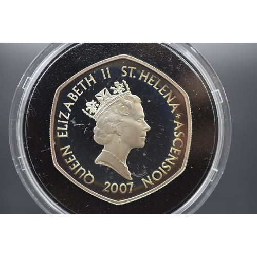 30 - Silver Proof - St Helena - Silver Wedding Anniversary - Five Pounds - 2007 - Complete with COA