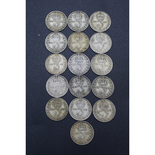 51 - Selection of Silver George V Three Pence Pieces