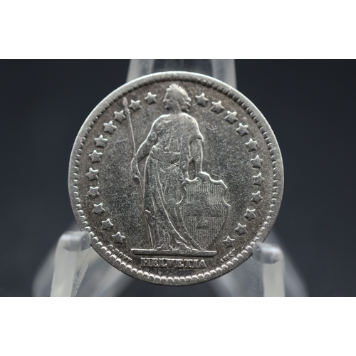 7 - Swiss 1914 Silver One Franc Coin