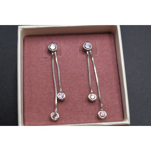 67 - Three Silver 925 Drop Gemstone Earrings x3 Complete with Boxes