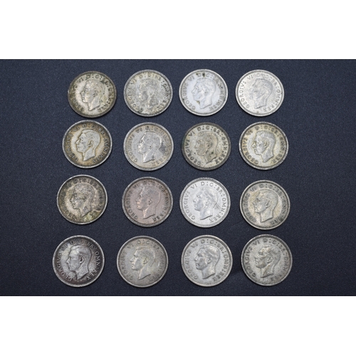 20 - Selection of Silver Three Pence Pieces George VI