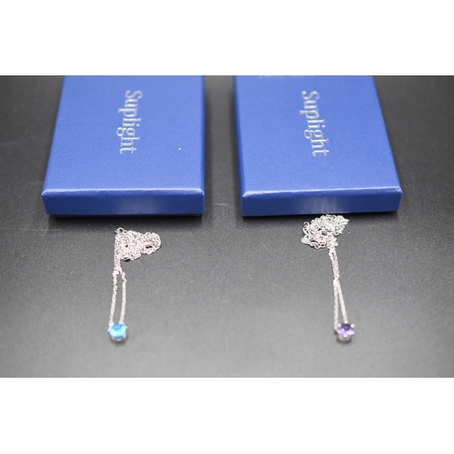 43 - Two Silver 925 Birthstone Necklaces complete with Presentation Boxes