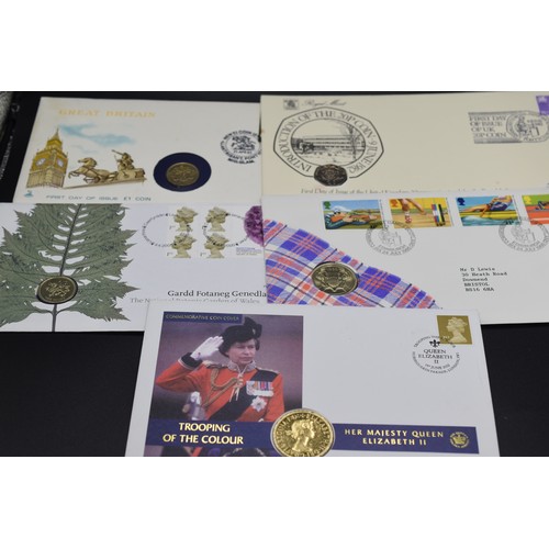 61 - First Day Issue and Commemorative Coin Covers to include 1982 20 Pence Coin, Trooping of the Colour ... 