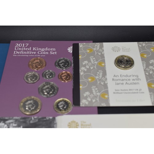 62 - Collection of Royal Mint Uncirculated Cased Coinage to include 2017 Coin Set, The Last 