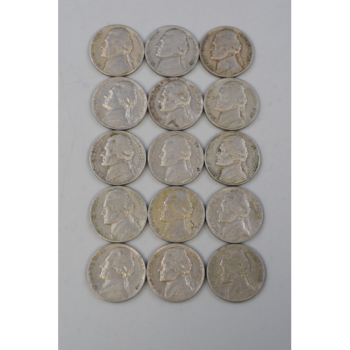 21 - A Selection of USA Jefferson 5 Cents Dating from 1940s - 1960s