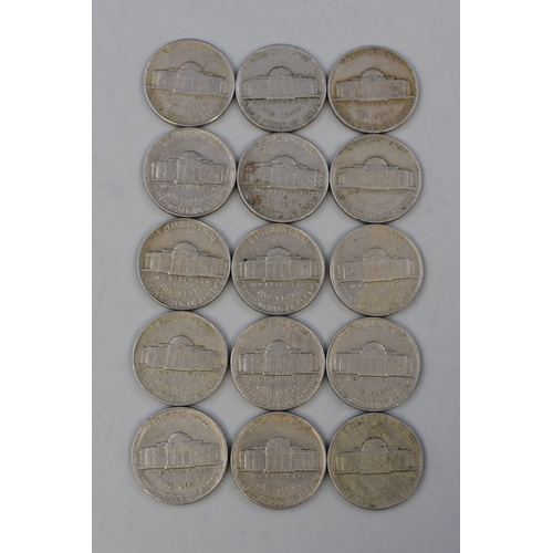 21 - A Selection of USA Jefferson 5 Cents Dating from 1940s - 1960s