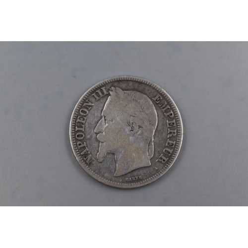 27 - Napoleon III Silver 1868 2 Francs Coin