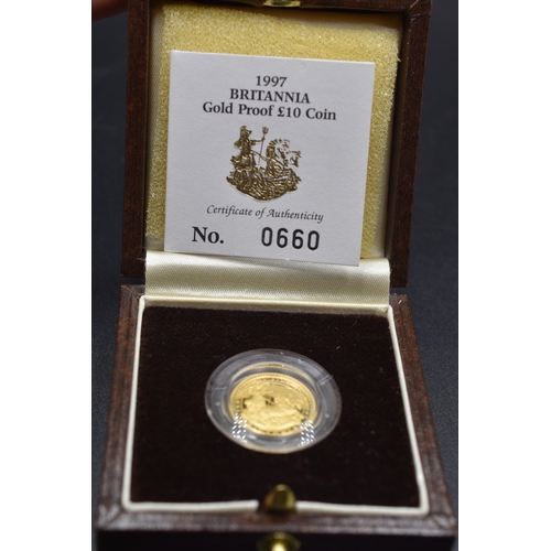 42 - Gold 22ct - Britannia Gold Proof £10 Coin - 1997 - (660/5000)
Complete with COA and Presentation Box