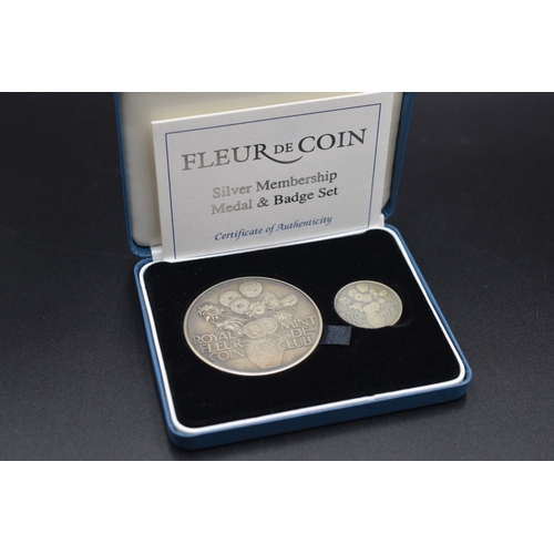 45 - Fleur De Coin - Silver Membership Medal and Badge Set