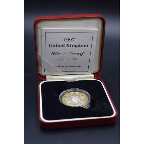 48 - Silver Proof - £2 Coin - 1997 - Complete with COA and Presentation Box